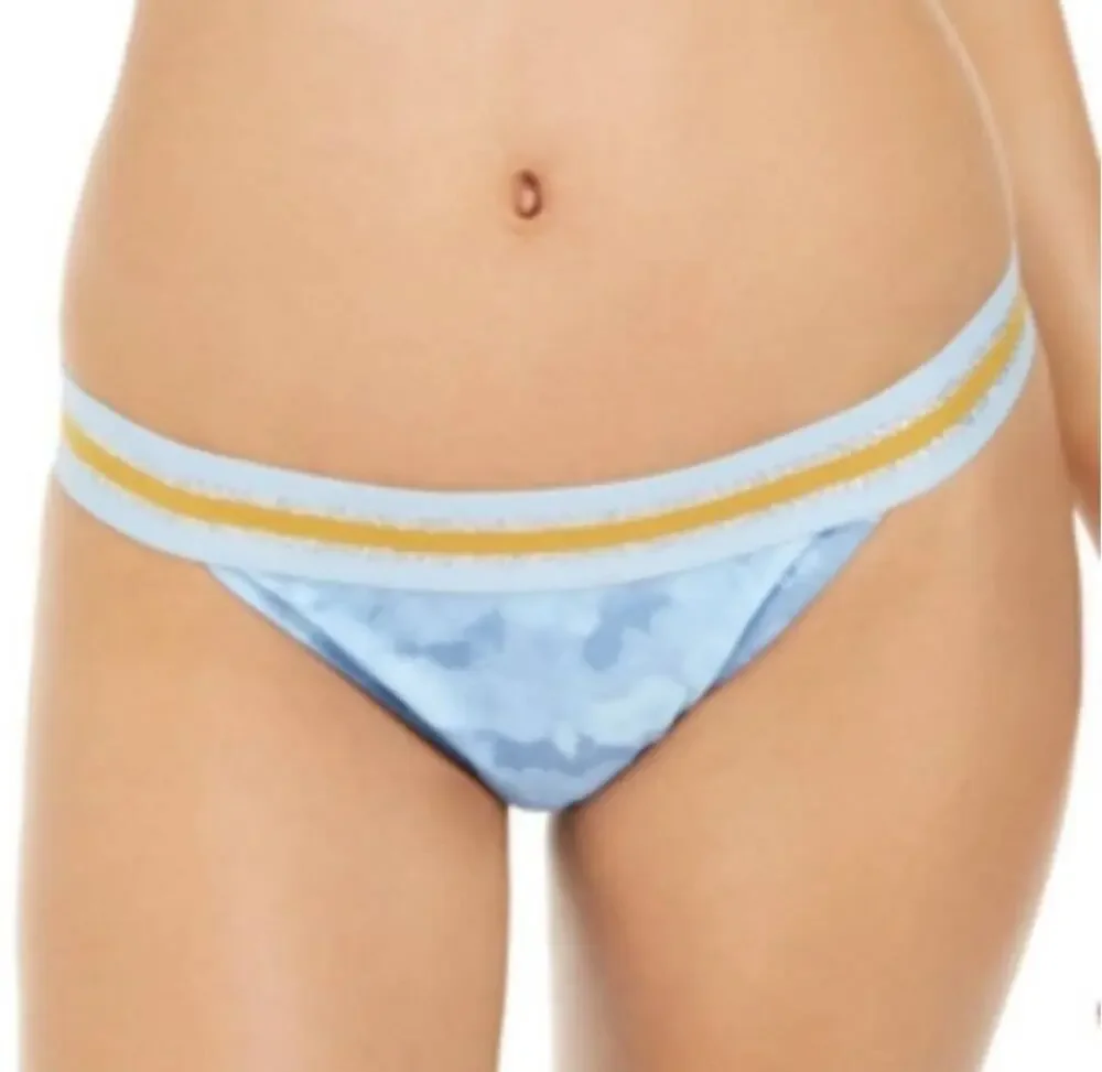 Hula Honey Hana Beach Tie Dye Banded Blue and Gold Bikini Bottom - XL